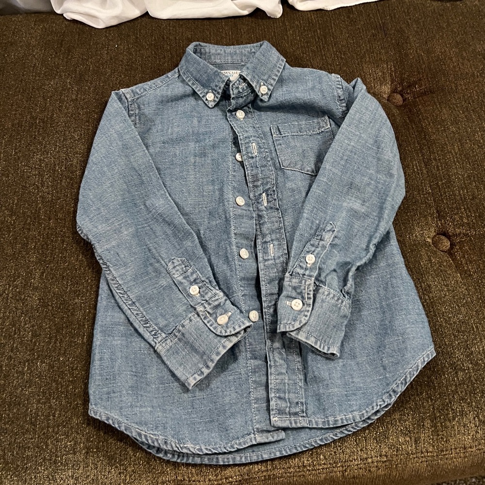 Crewcuts Chambray Blue Button Down Shirt for Kids 3T